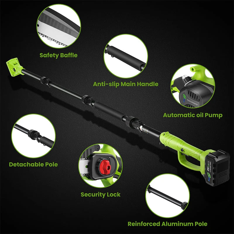 2 in 1 Cordless 8 inch Chainsaw with Pole Saw�Hot Sale Do you feel unsafe while working at heights? Don't worry! iToolMax's telescopic saws come to the rescue!�