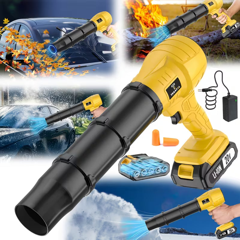 Turbo Blower, 20000RPM Electric Cordless Leaf Blower, 20V 2.0/4.0AH Battery Jet Dry Blower, High Pressure Air Blower, Jet Blower Car Dryer, Hand Held Snow Blower, Home Outdoor, Blowing Leaves And Dust, Birthday Or Holiday Gifts