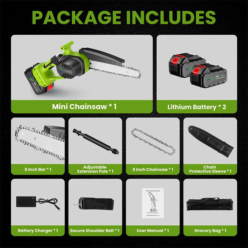 2 in 1 Cordless 8 inch Chainsaw with Pole Saw�Hot Sale Do you feel unsafe while working at heights? Don't worry! iToolMax's telescopic saws come to the rescue!�