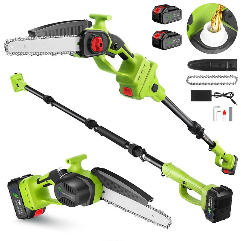 2 in 1 Cordless 8 inch Chainsaw with Pole Saw�Hot Sale Do you feel unsafe while working at heights? Don't worry! iToolMax's telescopic saws come to the rescue!�