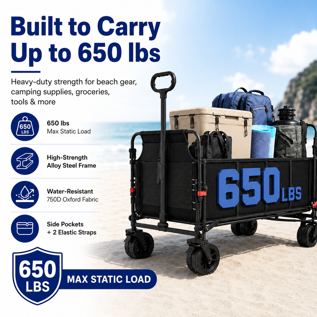 2-in-1 Folding Utility Wagon & Portable Outdoor Chair