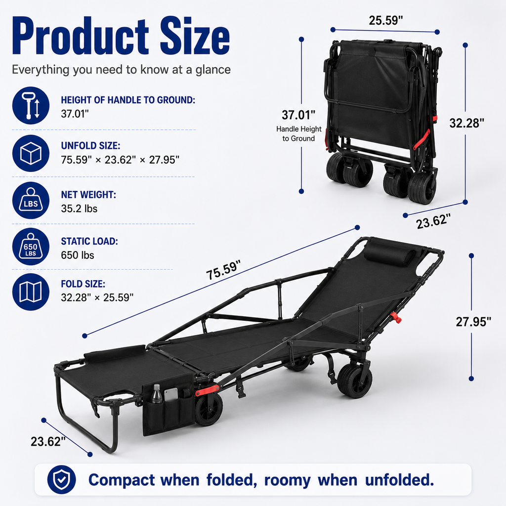 2-in-1 Folding Utility Wagon & Portable Outdoor Chair