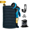 Expandable Garden Hose, Flexible Water Hose with 8‑Pattern Spray Nozzle, Brass Fittings, Hose Hanger, Storage Bag & Extra Rubber Washers, Lightweight No‑Kink Water Pipe for Yard Watering, Car Washing