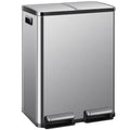 Sweetcrispy 16-Gal Stainless Steel Touchless Kitchen Trash Can - Dual Compartment, Fingerprint-Proof, Waterproof, Pedal-Opener Lid, Large-Capacity Waste & Recycling Bin for Home Decor-Fit Household Use, Touchless Trash Can