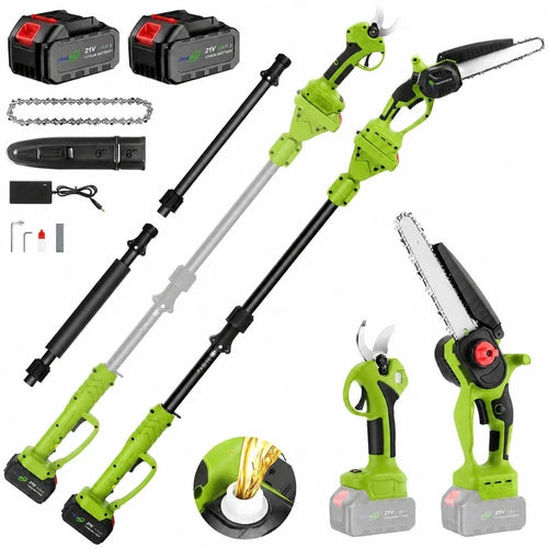 2 in 1 Cordless 8 inch Chainsaw with Pole Saw�Hot Sale Do you feel unsafe while working at heights? Don't worry! iToolMax's telescopic saws come to the rescue!�