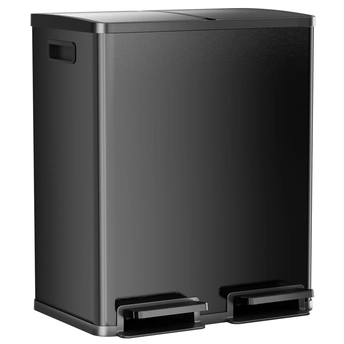 Sweetcrispy 16-Gal Stainless Steel Touchless Kitchen Trash Can - Dual Compartment, Fingerprint-Proof, Waterproof, Pedal-Opener Lid, Large-Capacity Waste & Recycling Bin for Home Decor-Fit Household Use, Touchless Trash Can