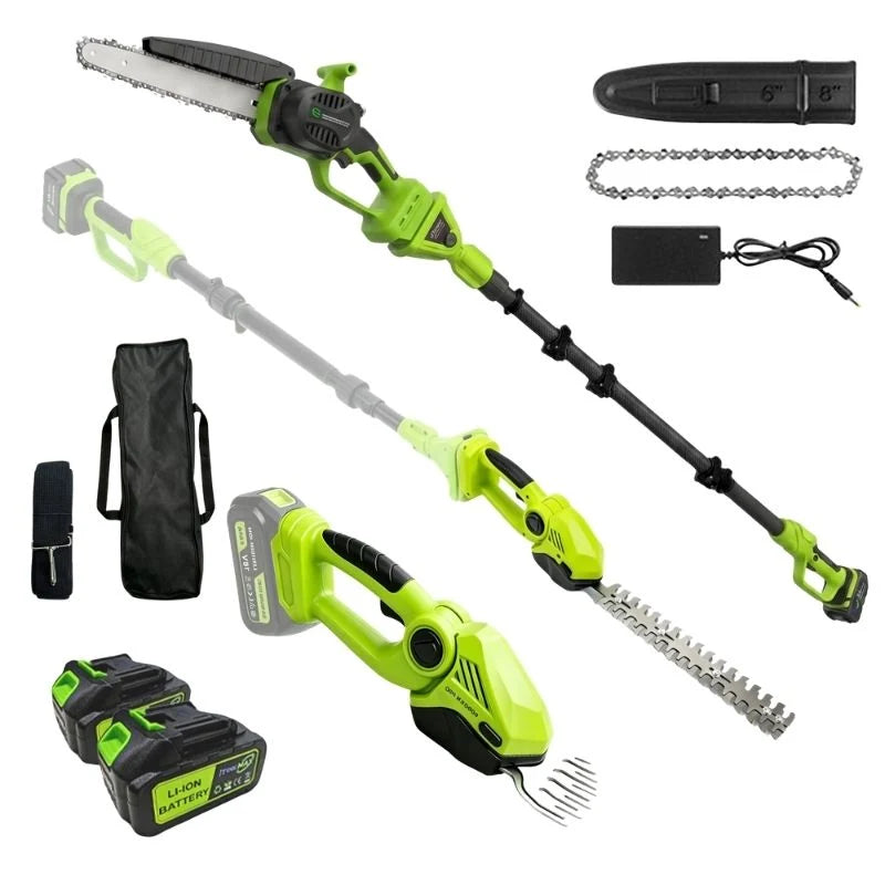 2 in 1 Cordless 8 inch Chainsaw with Pole Saw�Hot Sale Do you feel unsafe while working at heights? Don't worry! iToolMax's telescopic saws come to the rescue!�