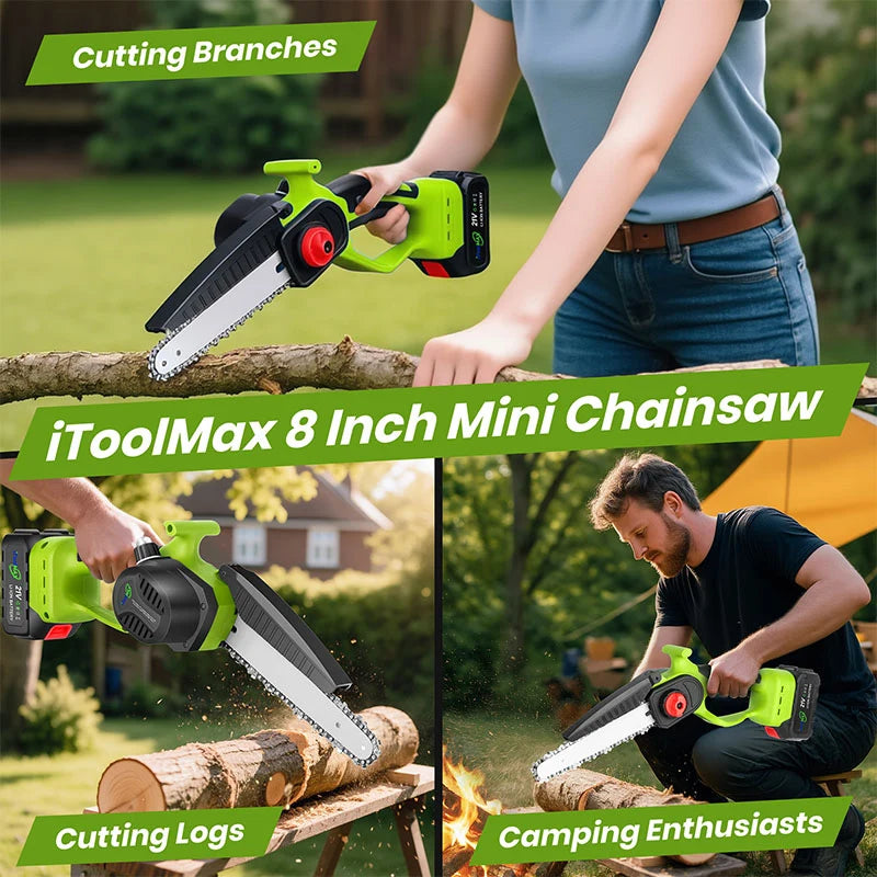 2 in 1 Cordless 8 inch Chainsaw with Pole Saw�Hot Sale Do you feel unsafe while working at heights? Don't worry! iToolMax's telescopic saws come to the rescue!�