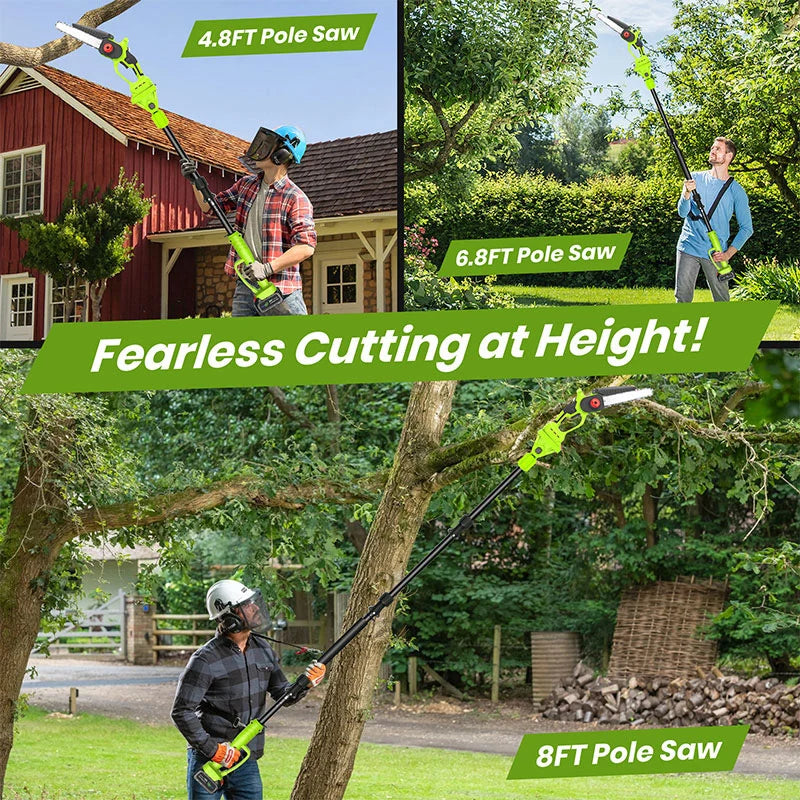 2 in 1 Cordless 8 inch Chainsaw with Pole Saw�Hot Sale Do you feel unsafe while working at heights? Don't worry! iToolMax's telescopic saws come to the rescue!�