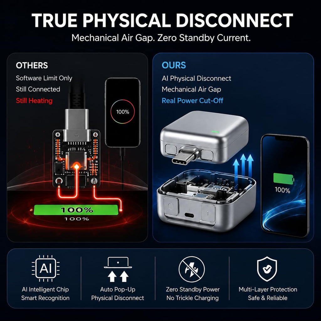 🔥Great Value 140W Smart Auto Stop Charging Adapter, USB-C Fast Charger with Physical Cut-Off, Automatic Power-Off Timer for Phone, Tablet & All USB Devices, Prevents Overcharging, Extends Battery Life
