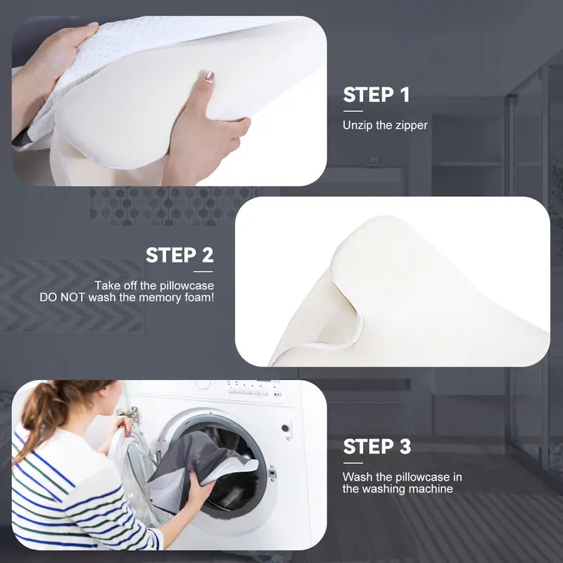 PIKTECH Ergonomic Memory Foam Pillow, 25°C Cooling Ice Silk Neck Support Pillow for Sleeping, Slow Rebound Zero Pressure Side/Back Sleepers, Removable & Washable, Adult Unisex.